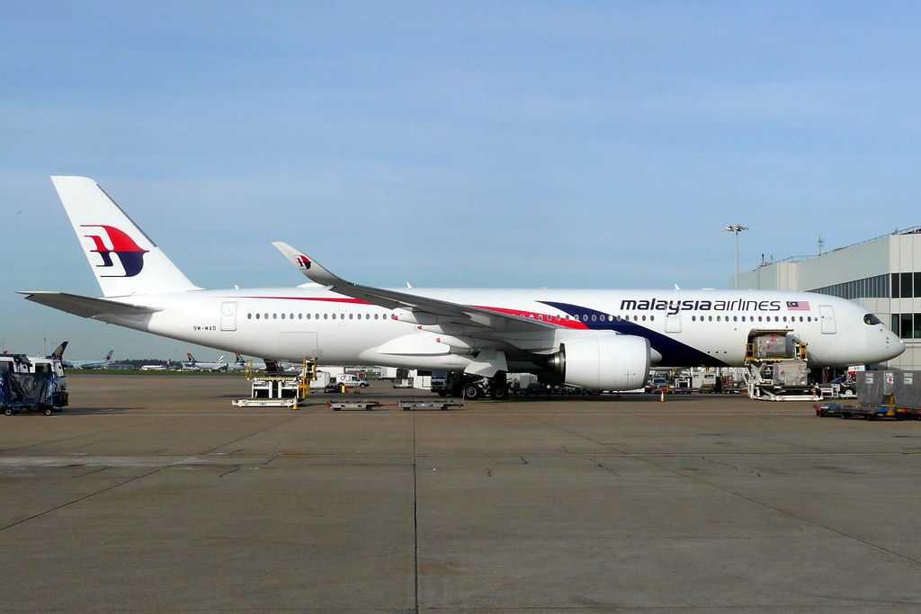 Malaysia Airlines Airbus A350 at the airport stand