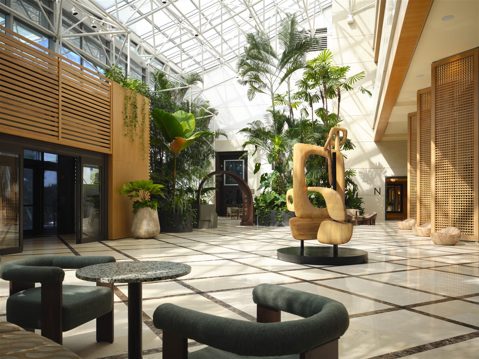 Hilton hotel lobby atrium