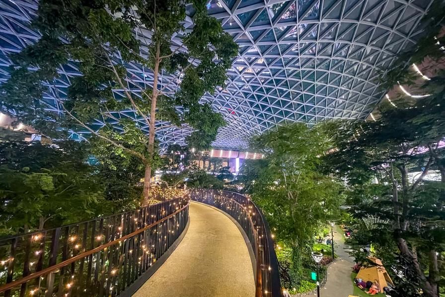 The Orchard indoor garden walkway at Hamad Airport