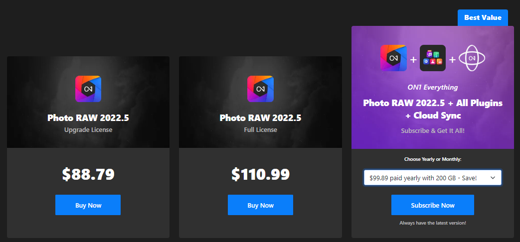 ON1 Photo Raw 2022 price